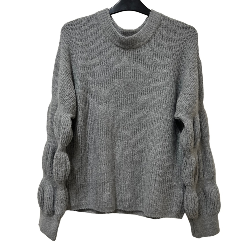 And Now This Gray Bubble Sleeves Sweater Size Small